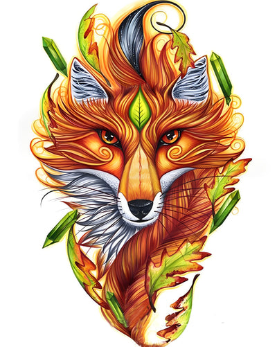 Renard  Roux aux Poils Frisés Broderie Diamant