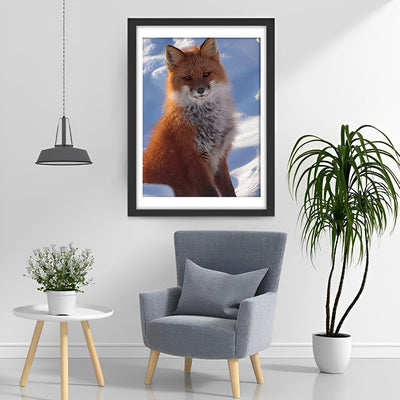 Renard Roux dans la Neige Broderie Diamant
