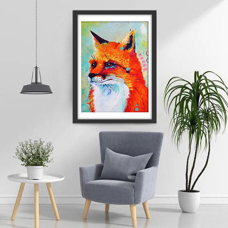 Renard Roux Dessiné Broderie Diamant