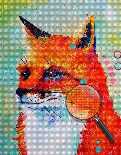 Renard Roux Dessiné Broderie Diamant