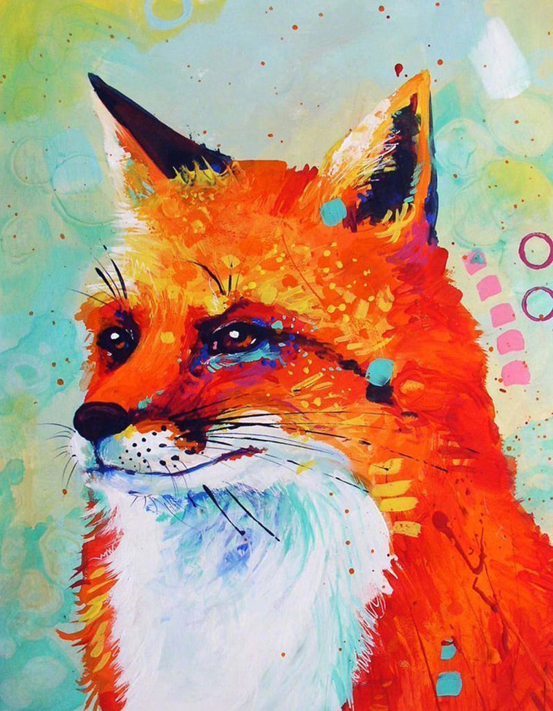 Renard Roux Dessiné Broderie Diamant