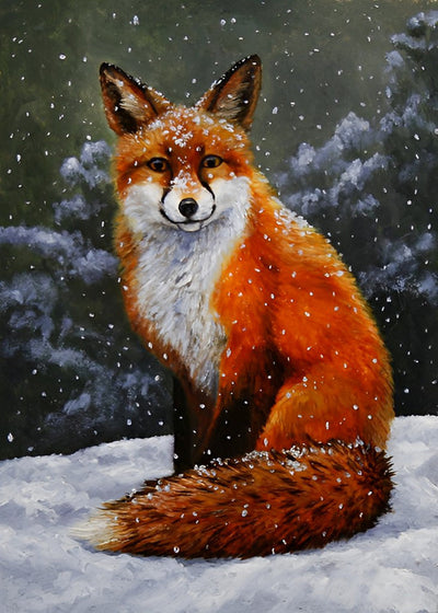 Renard Roux et la Neige Broderie Diamant
