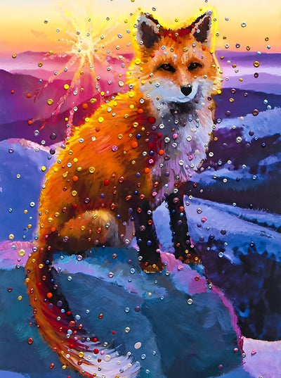 Renard Roux et les Perles Multicolores Broderie Diamant