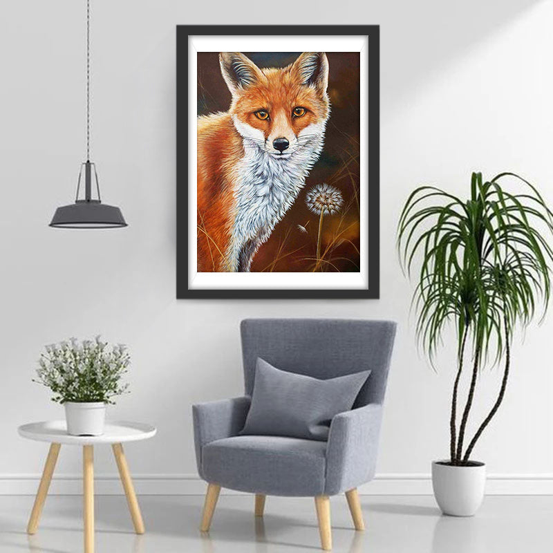 Renard Roux et Pissenlit Broderie Diamant