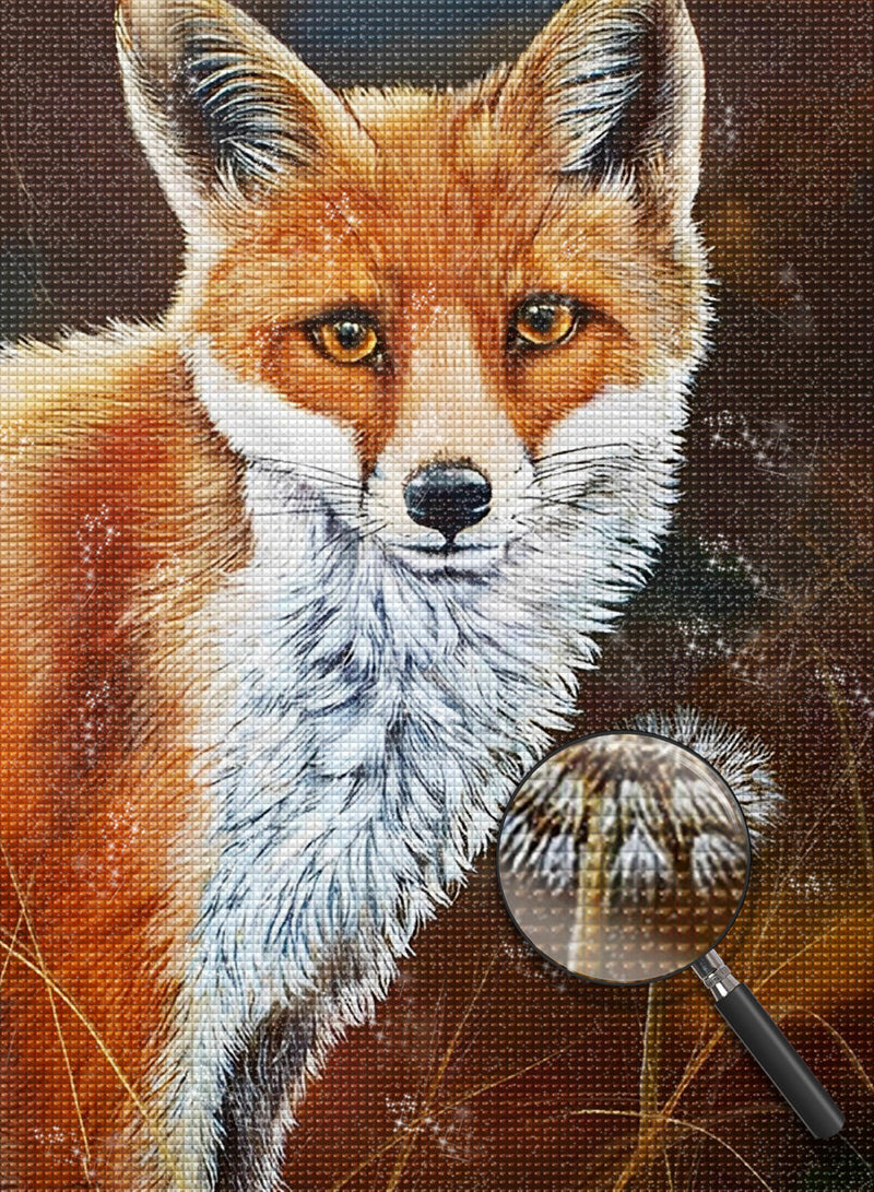 Renard Roux et Pissenlit Broderie Diamant