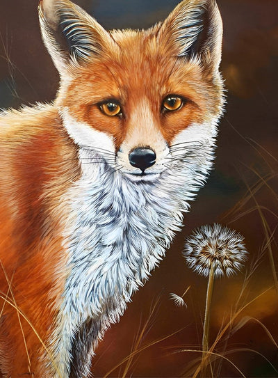 Renard Roux et Pissenlit Broderie Diamant