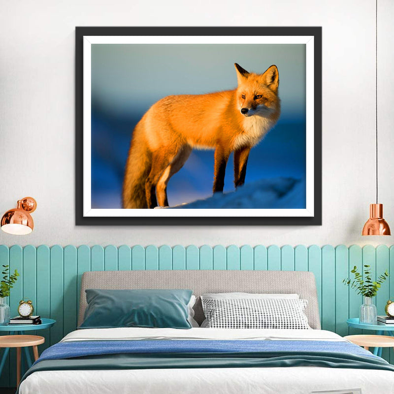 Renard Roux sous le Soleil Couchant Broderie Diamant
