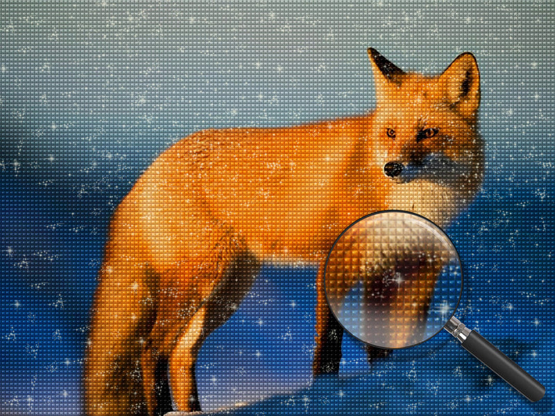 Renard Roux sous le Soleil Couchant Broderie Diamant