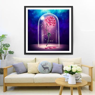 Rose avec des Lucioles Broderie Diamant