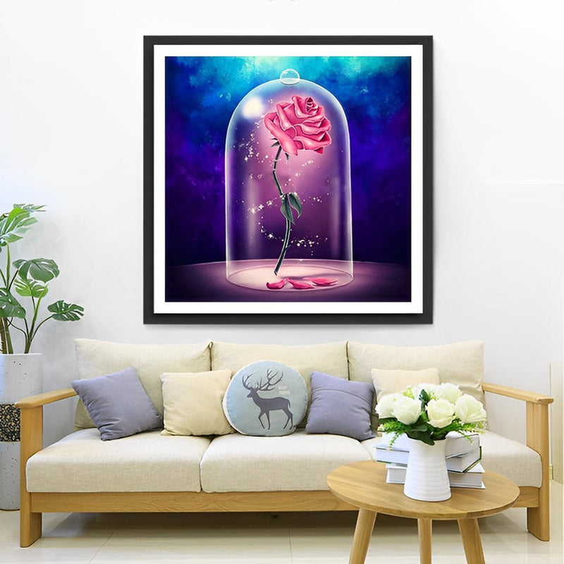 Rose avec des Lucioles Broderie Diamant