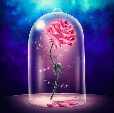 Rose avec des Lucioles Broderie Diamant