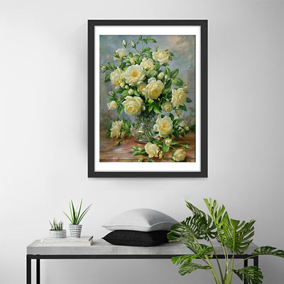 Rose Blanches Broderie Diamant