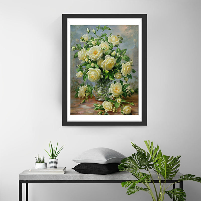 Rose Blanches Broderie Diamant