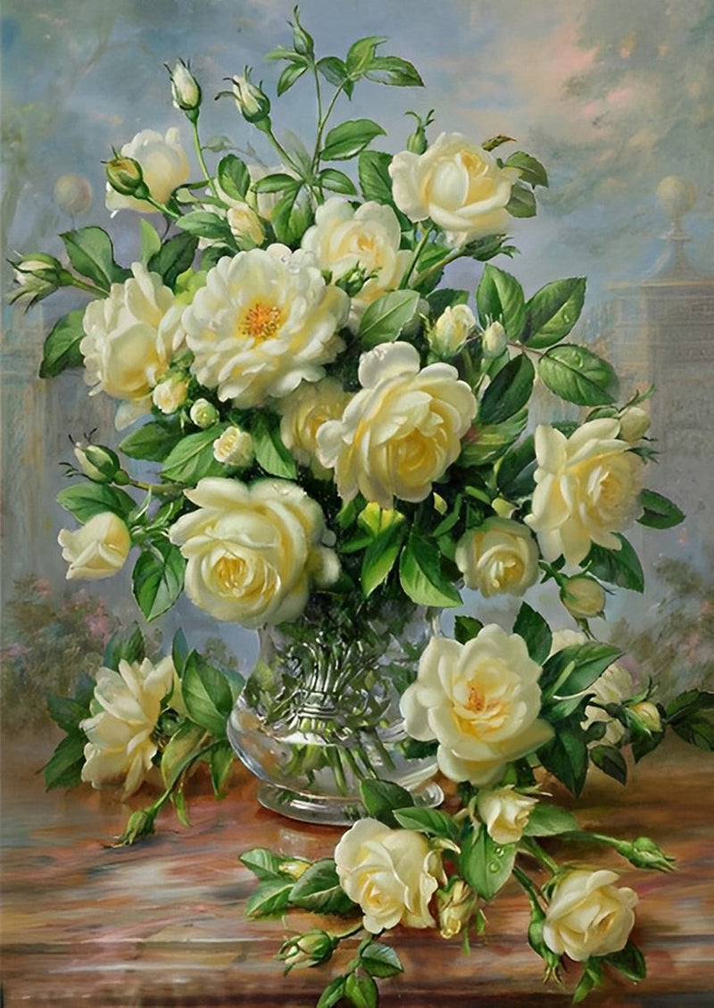 Rose Blanches Broderie Diamant