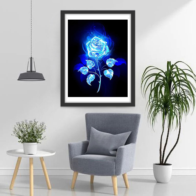 Rose Bleue et Flamme Bleue Broderie Diamant