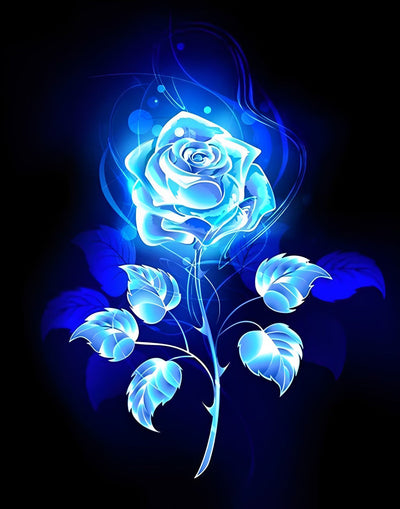 Rose Bleue et Flamme Bleue Broderie Diamant