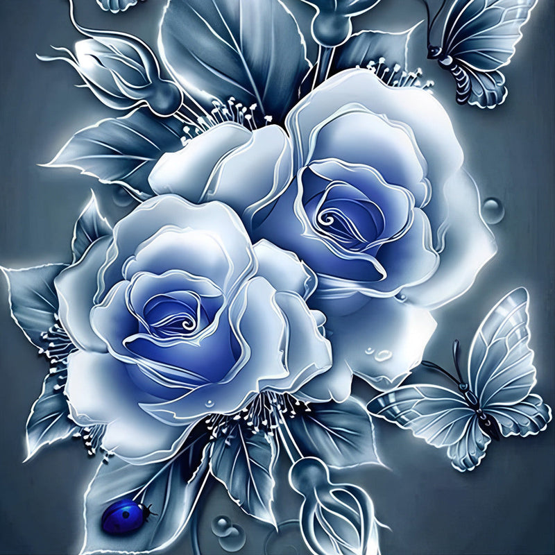 Rose Bleues Broderie Diamant