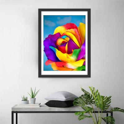 Rose Colorée et le Ciel Bleu Broderie Diamant