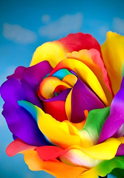 Rose Colorée et le Ciel Bleu Broderie Diamant