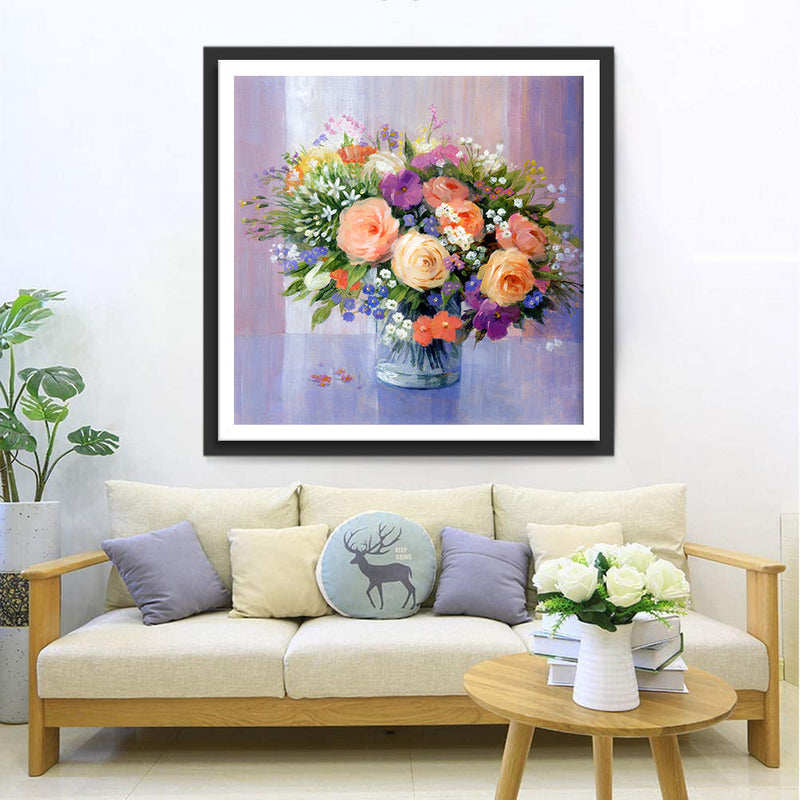 Rose dans un Verre Broderie Diamant