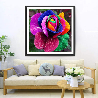 Rose en Couleurs d'Arc-en-Ciel Broderie Diamant