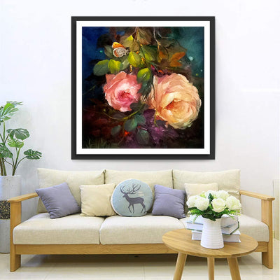 Rose Jaune et Rose Rose Broderie Diamant