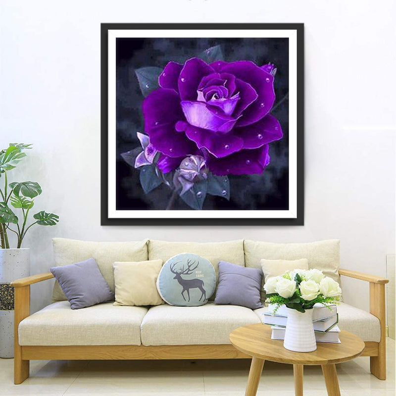 Rose Pourpre Broderie Diamant
