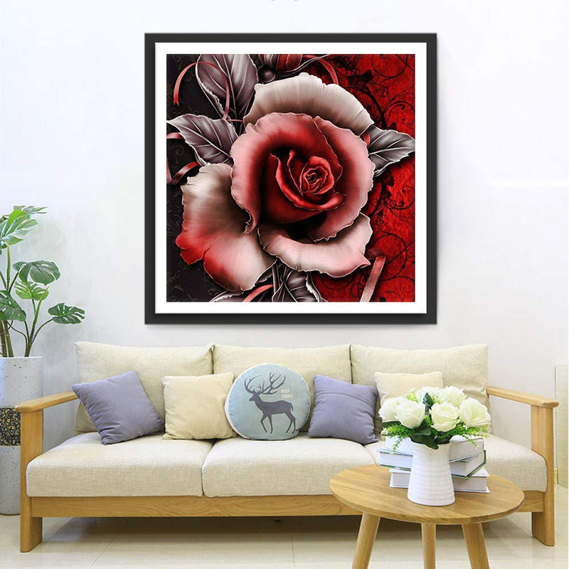 Rose Rouge et Noire Broderie Diamant