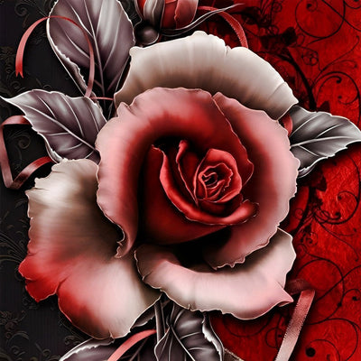 Rose Rouge et Noire Broderie Diamant