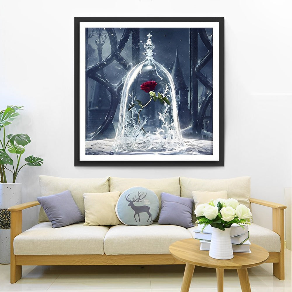 Rose Rouge Eternelle Broderie Diamant