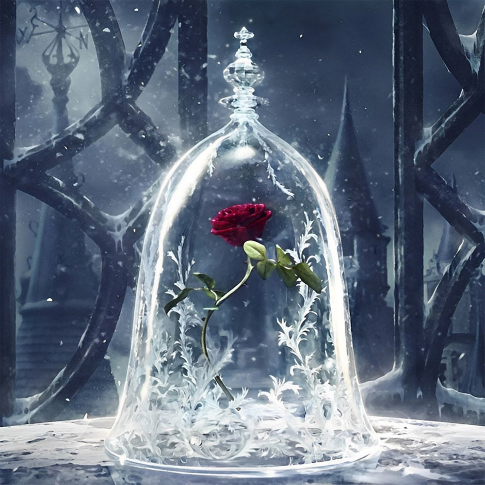 Rose Rouge Eternelle Broderie Diamant