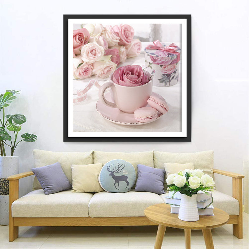 Roses Blanches et Roses Broderie Diamant