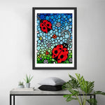 Roses Bleues et Coccinelles Broderie Diamant