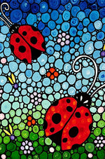 Roses Bleues et Coccinelles Broderie Diamant