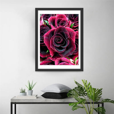 Roses Roses Foncés Broderie Diamant