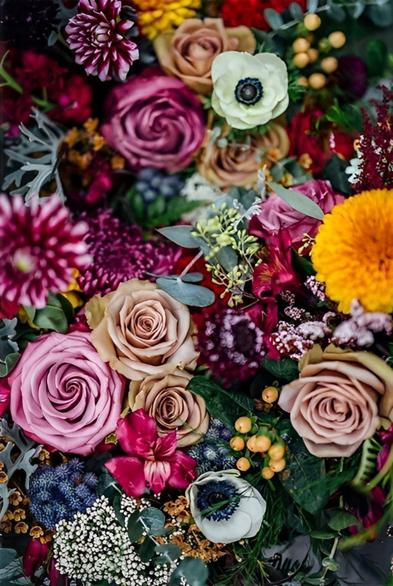 Roses Variées Colorées Broderie Diamant