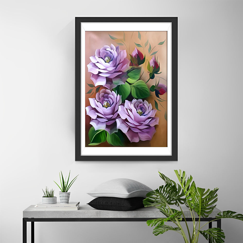 Roses Violettes Broderie Diamant