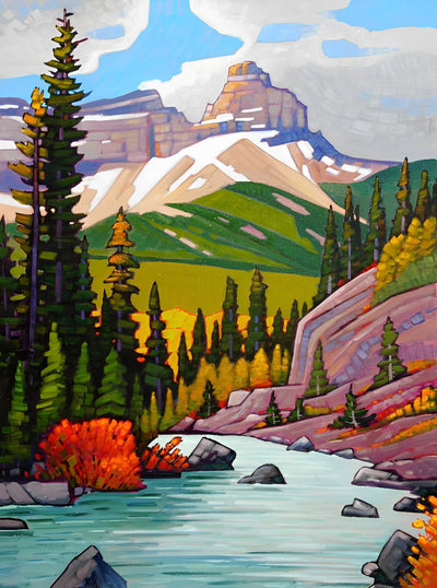 Ruisseau Abstrait en Montagne Broderie Diamant