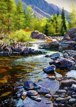 Ruisseau dans Forêt Broderie Diamant