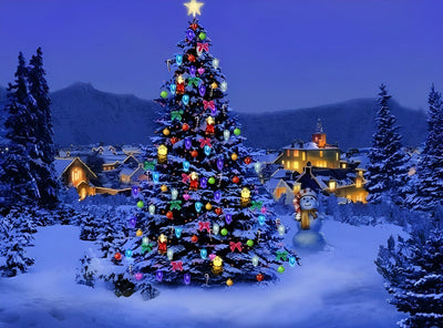 Sapin de Noël avec des Lumières Colorées Broderie Diamant