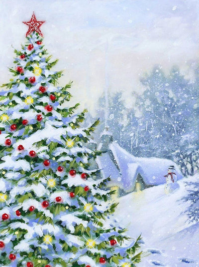 Sapin de Noël dans la Neige Broderie Diamant