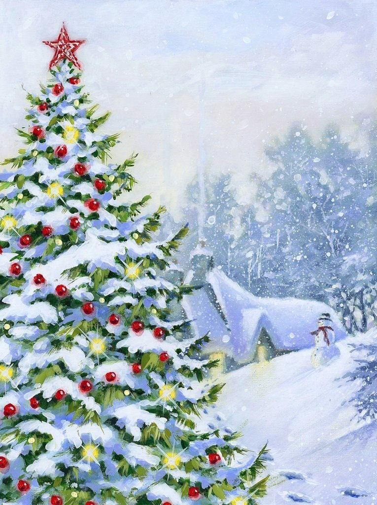 Sapin de Noël dans la Neige Broderie Diamant