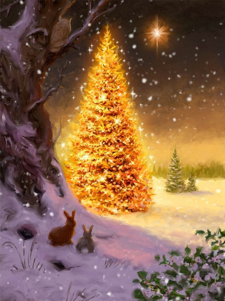 Sapin de Noël Doré Lumineux Broderie Diamant