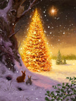 Sapin de Noël Doré Lumineux Broderie Diamant