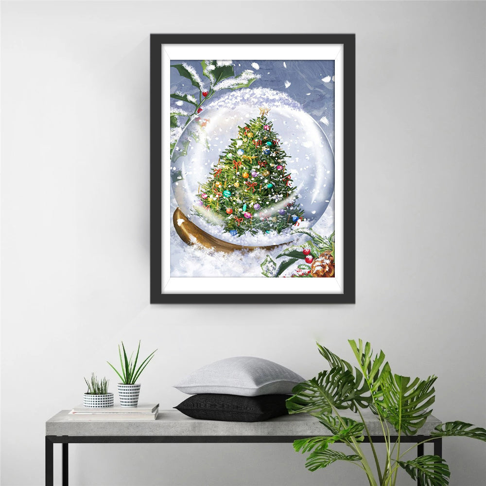 Sapin de Noël et Boule de Crystal Broderie Diamant