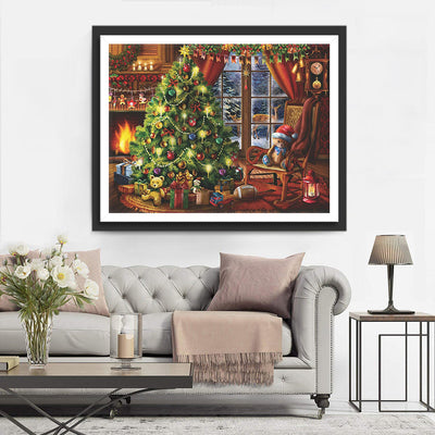 Sapin de Noël et Ours en Peluche Broderie Diamant