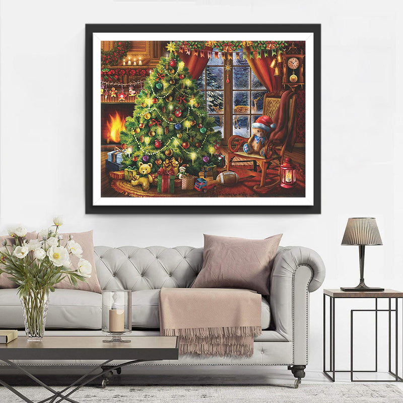 Sapin de Noël et Ours en Peluche Broderie Diamant
