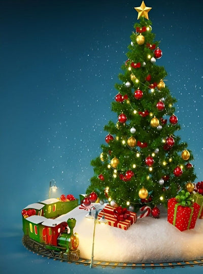 Sapin de Noël et Train de Jouet Broderie Diamant