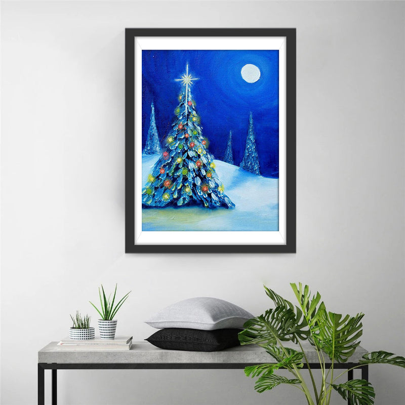 Sapin de Noël sous la Lune Broderie Diamant