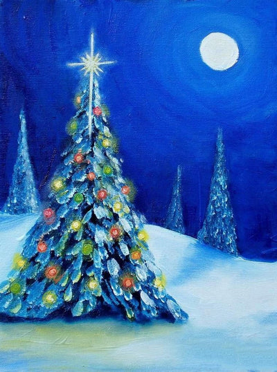 Sapin de Noël sous la Lune Broderie Diamant